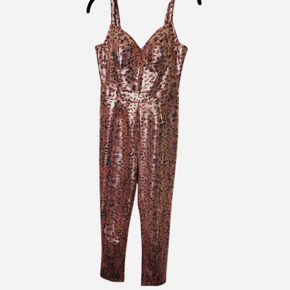 Haute Monde Gold and Pink Jumpsuit Glamorous Metallic Finish